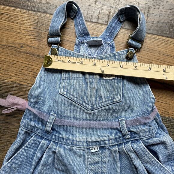 Vintage 80s 90s Baby Guess Denim Overalls Pink Ribbon Detail Girls Size 6Y - Picture 16 of 16